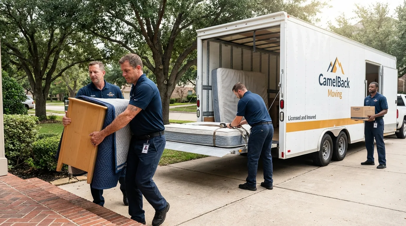 Crew loading residential truck for cross-state move from Marysville, MI