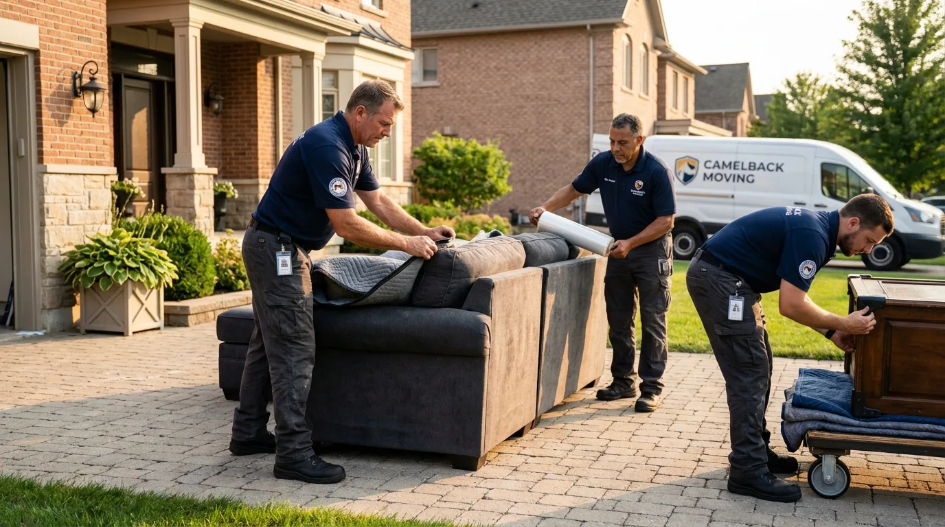 Large estate moving crew wrapping furniture in Marysville, MI